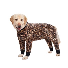 BT Bear Large Dog Clothes, Elastic Pet Onesie Clothes Protect Joints Anti-hair Anti Licking, Wound Protection Pet Pajamas Jumpsuit For Medium Large Dogs (XXXL,Leopard)