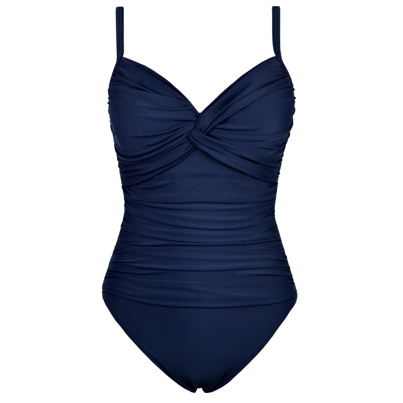 Hilor Women's Ruched Twist Front One Piece Swimsuits Tummy Control