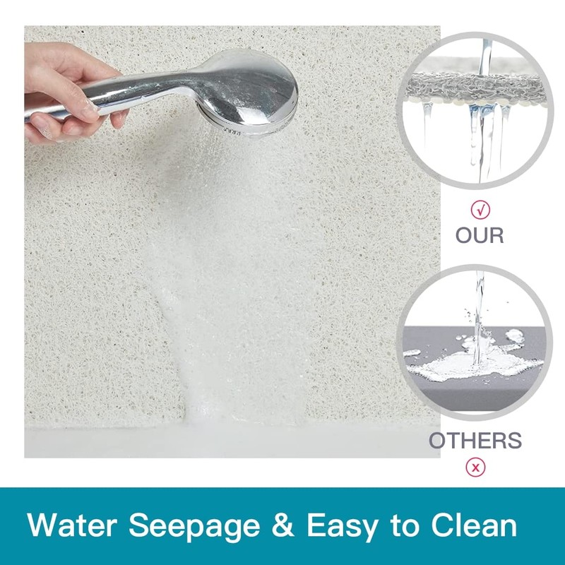 Shower Mat Non Slip,Soft Square Shower Mat with Drain,24 x