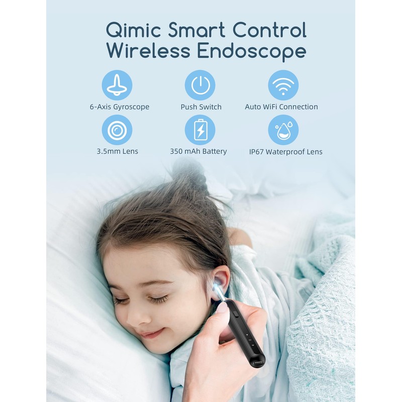 Qimic Ear Wax Removal, Ear Cleaner with Camera and Light,
