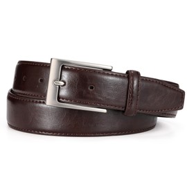 WHIPPY Men's Leather Belt Classic Denim Belt for Men 38 mm Wide, coffee