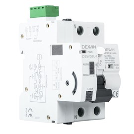 DEWIN Resettable Automatic Rearme Circuit Breaker, RCCB Automatic Reclosing Switch Device 2P 40A 30mA GRD9L-R Smart Breaker AC Type