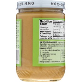 Once Again Organic Tahini, Single Ingredient - Vegan, Non-GMO, Kosher, Gluten Free - For Hummus Dips, Dressings, Spreads - Organic Tahini Paste from Pure Sesame Seeds (16 oz Glass Jar)