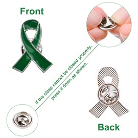 WANDIC 50pcs Green Ribbon Pins,Health Awareness Lapel Pin Green Ribbon Brooch Green Lapel Pin Hope Pin Enamel Jewelry Pin for Decoration