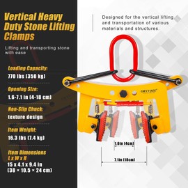GRYVOZE Granite Slab Lifting Clamp 770 lbs, 1.6"-7.1" Lifting Clamps Heavy Duty, X-Shaped Stone Carrying Clamps, Granite Slab Lifter, Scissor Clamp Lifting, Stone Slab Clamps for Granite