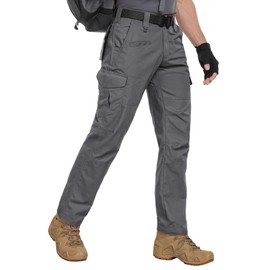 Zoofly Mens Tactical Pants Ripstop Cargo Work Pants Outdoor 9 Pockets Water Resistant Hiking Hunting Pants Grey 40W*30L