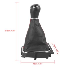 X AUTOHAUX 5 Speed 12mm Inner Hole Dia Gear Shift Knob Gaiter Boot Cover PVC Leather Black for Volkswagen Jetta Golf 5 6 7 2013-2016 1K0711113