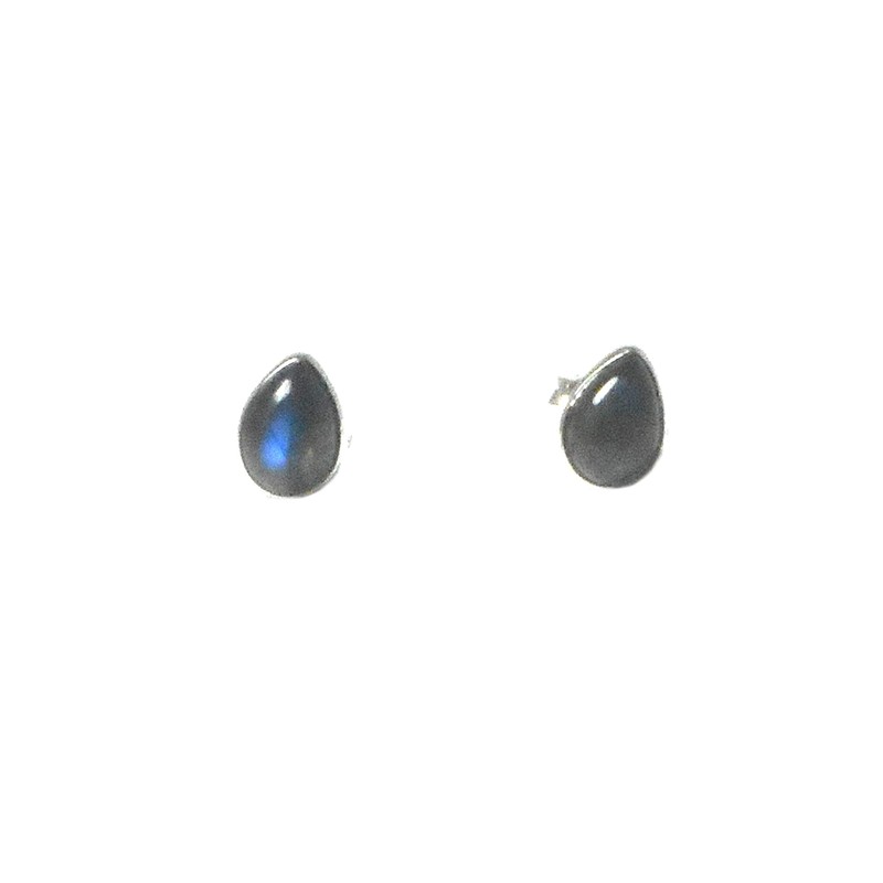 Art Gecko Fiery Pear Shaped LABRADORITE Sterling Silver Gemstone Stud