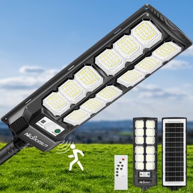 Mcfacesun Solar Lights Outdoor 800W-6500K Led Street Light, Solar Street Lights Outdoor with Motion Sensor & Dusk to Dawn, IP66 Waterproof Led solared Street Light Easy Installation, 1pack