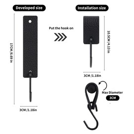 Vista S Hooks for Hanging Leather Hooks Metal Coat Hooks No Drilling Hooks Pack of 6