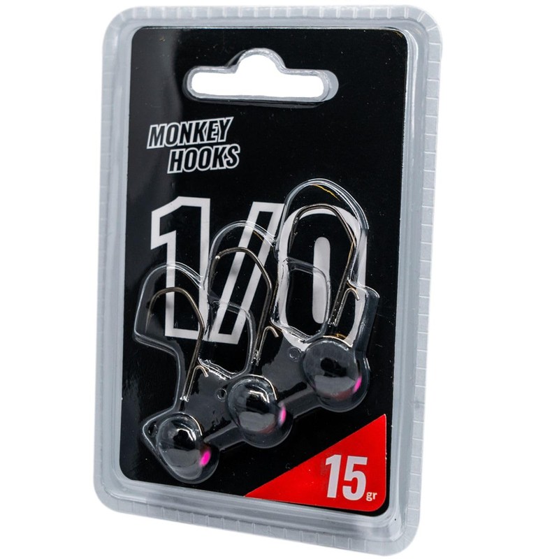 Monkey Lures Hook - 3 Jig Heads, Size/Weight/Colour: Size 1/0