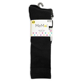 MeMoi Write On Camp Kids Cotton Blend Knee High Socks 3-Pack Black 7-8