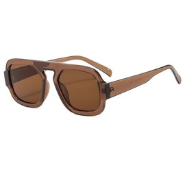 IKUVNA Retro 70s Square Aviator Sunglasses for Women Men Trendy Style Flat Frame Vintage Square Shades (Brown)