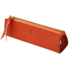 Zario-Grandee ZAG-0011 Pen Case, Made in Japan, Genuine Leather, Tochigi Leather, Trifold Pencil Case, Made in Japan - orange
