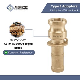 AEONEXIS 1" Camlock Fittings Type E - Heavy-Duty Forged Brass ASTM C38000, Cam Lock Corrosion-Resistant Adapter & Hose Shank for Water/Oil Flow Systems