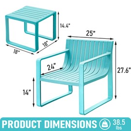 Werph Outdoor Patio Furniture Set, Patio Chairs with Outdoor Table, Front Porch Furniture Patio Chair with Balcony Furniture Bistro Table and Chair Set Outdoor Seating Set for Garden Poolside