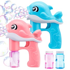 JOYIN 2 Bubble Guns Kit, Whale Automatic Bubble Maker Blower Machine with 4 Solutions for Kids, Summer Toy, Birthday, Outdoor & Indoor Activity, Easter, Valentine Party Favors
