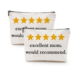 Excellent Mom Makeup Bag, Tavel Small Comestic Bag with Zipper, Funny Bulk Makeup Comestic Organizer Bags for Women, Teacher Appreciation Gifts, Mothers Day Gifts for Mom, Cute Christmas Gifts Favors