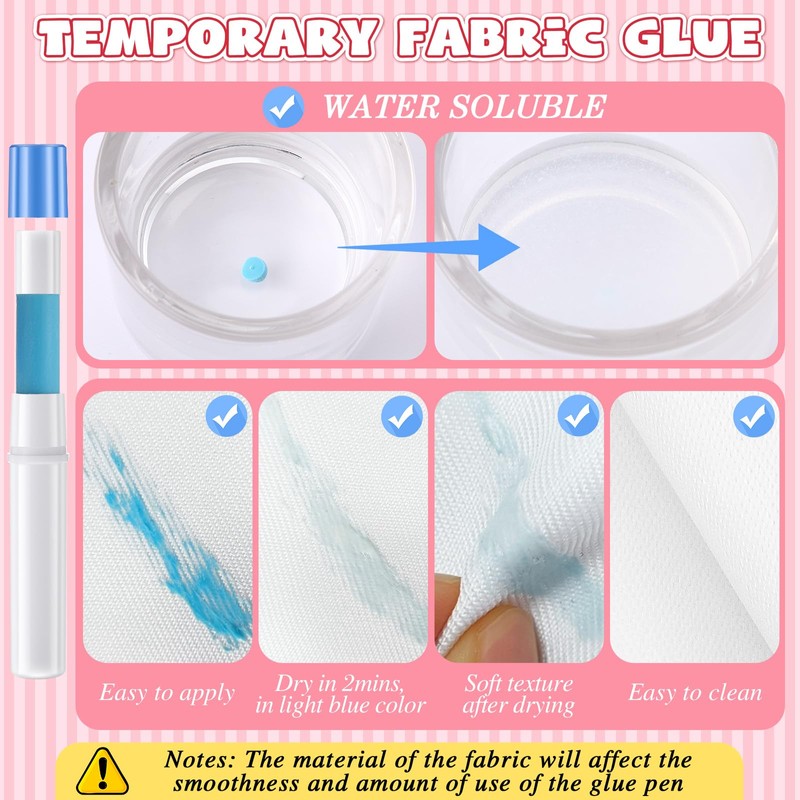 6 Pack Fabric Glue Pen Refills, 2" L x 0.6"
