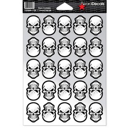 Award Decals Die Cut Skull and Crossbones (White on Black) Sticker Set (100 Decals) The Original Award Decals Premium 20mil Thick 1" Helmet Decals Made in The USA Since 1976