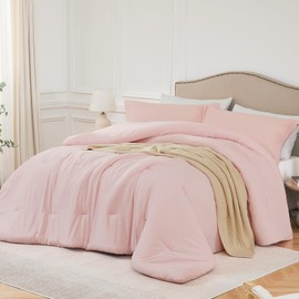 Quataly Twin Comforter Set Blushpink,2PCS Soft Lightweight Breathable Bedding Comforter Sets for All Season, Twin Size(68''×90'' Comforter & 1 Pillowcase)