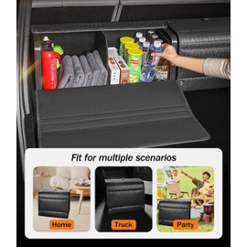 POKSRI Trunk Organizer for suv car storage organizer,Leather Storage Box with lid,Collapsible and Adjustable,2K inches³(size B)