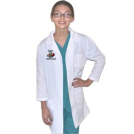 Kids Veterinarian Lab Coat with Animals, Size 7 White