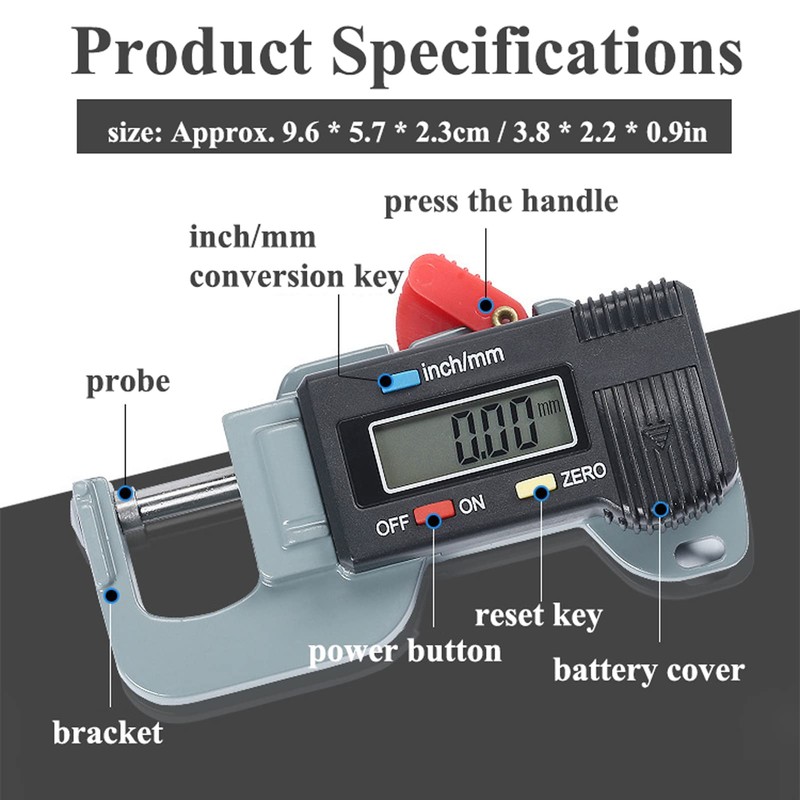 Digital Electronic Display Micrometer,0.01mm Thickness Measuring Tool,Inch/Metric Digital Thickness Gauge
