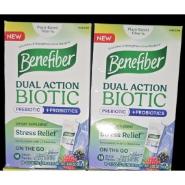 2-PK 18 Benefiber Dual Action Biotic, 18 Stick Packs Mixed Berry Exp12/25