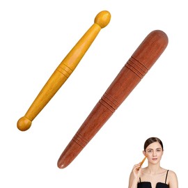 2 Pcs Wooden Massage Stick - Multifunctional Wooden Acupressure Pen for Gua Sha, Foot and Hand Reflexology, Wooden Massaging Tool for Body, Head, Face, Muscle Relief