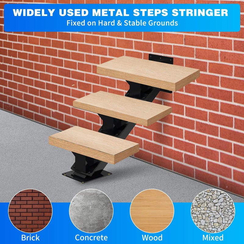 Metal Stair Step Stringer, 3 Step Steel Stair Riser for