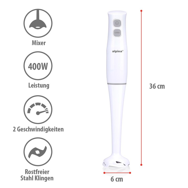 alpina Hand Blender - Purée Stick 400W - Hand Blender