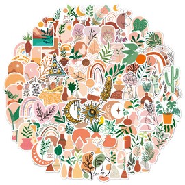 100PCS Boho Stickers, Aesthetic Bohemian Stickers for Girls Kids Women, Western Vintage Abstract Line Art Graffiti Waterproof Vinyl Cute Stickers Packs, Decals for Water Bottles Laptop Journaling