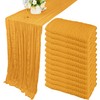 Fivenl Boho Gauze Table Runner - 35x72 Inch, Rustic Cheese