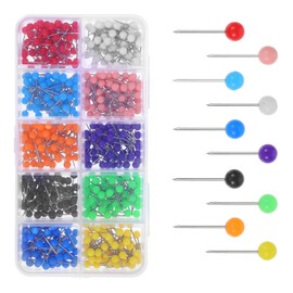 IANFAN 600 Pcs Colored Map Push Pins, Plastic Round Head Maps Pins Maps Tacks Marking Pin for Cork Boards, World Map Pin Board, Bulletin Board, Fabric Marking, Craft