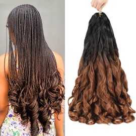 French Curly Braiding Hair Pre Stretched 22 Inch 8 Packs Bouncy Loose Wavy Braiding Hair Yaki Texture French Curl Braiding Hair Extensions for Black Women (55.88 cm, 1B/30)