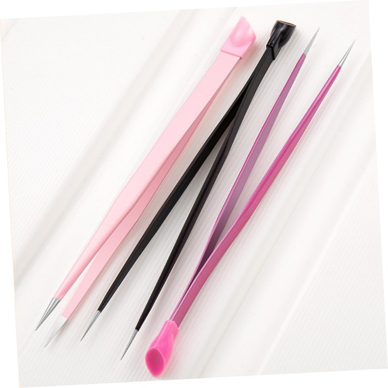 Mikinona 3pcs Dual Ended Nail Tweezers Versatile Press Head Tweezers