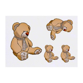 4 x 'Teddy Bear' Temporary Tattoos - Water Resistant, Skin-Safe, Non-Toxic Transfers, Mixed Sizes (TO00036287)