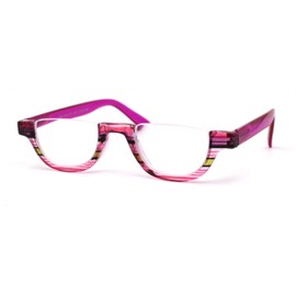 Womens Plastic Upside Down Spring Hinge Crop Top Reading Glasses Purple +1.0