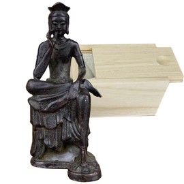 EdisonBrain Buddha Statue, Maitreya Bodhisattva, Brass, Maitreya Bodhisattva Half-Thought Statue, Height Approximately 66 mm, Half-worm Statue, Small Buddha, Antiquity, Collection, Mirrodotsu