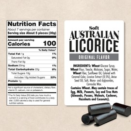 Darrell Lea Soft Australian Licorice, Original Black Flavor, 7 Ounce Bag (2-Pack) | Non-GMO, No Palm Oil, Plant Based, No High Fructose Corn Syrup | Soft & Chewy Licorice Candy, Made in Australia