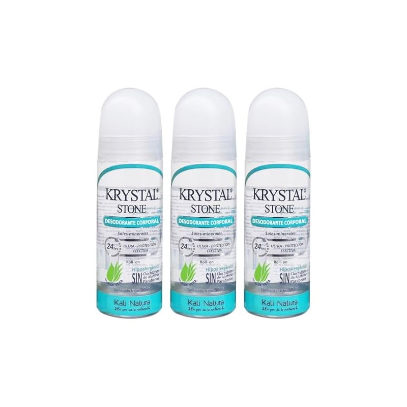 Krystal Stone Desodorante Neutro Roll on 90ml 3 pack
