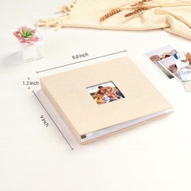 Mublalbum 8x8 Inch DIY Scrapbook Photo Album with 20 Plastic Sleeves 40 Pages Linen Cover 3 Ring Folder Binder for Wedding Baby Family and DIY Projects (Beige)