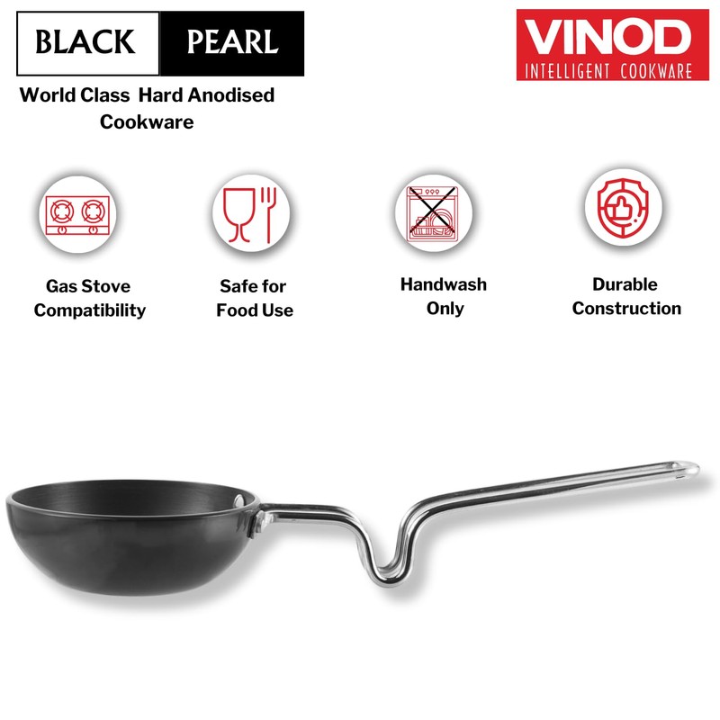 Vinod Pearl Hard Anodised Tadka Pan - | 3.25mm Thickness