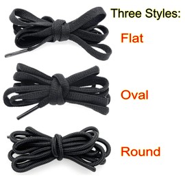 JZK 9 Pairs 150cm long, oval, flat and round shoe laces for sneakers, oval shoelaces shoestring for trainers, sports shoes, boots, work shoes, flat trainers laces white, black, gray