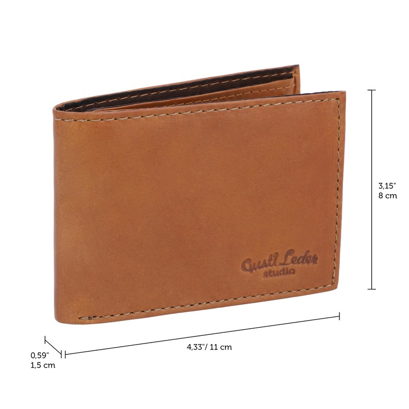 Gusti Lewi Men's Leather Wallet, hazelnut, Retro