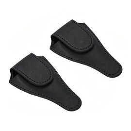 PATIKIL 4.5"x2.6" Bordado Tijeras Funda, 2 Paquete PU Cuero Uñas Cutícula Tijera Cubierta Pequeño Punta Pinzas Tijeras Protector Estuche, Negro