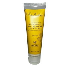 Shea Moisture Raw Shea Butter Hydrating Facial Wash & Scrub Dry Skin, 4 oz, NEW
