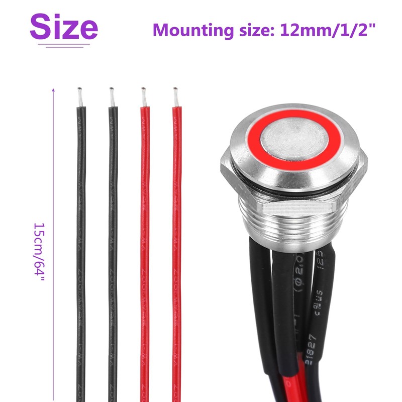 DMiotech 1/2 Inch Stainless Steel Momentary Push Button Switch Flat