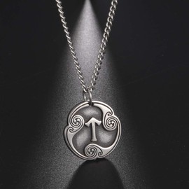 Amaxer 24 Runes Talisman Viking Jewelry Asatru Necklace Pagan Wiccan Pendant Norse Runes Vintage Nordic Amulet Necklace for Women Men (Tiwaz)